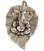 Patta Ganesha White Metal Wall Hanging